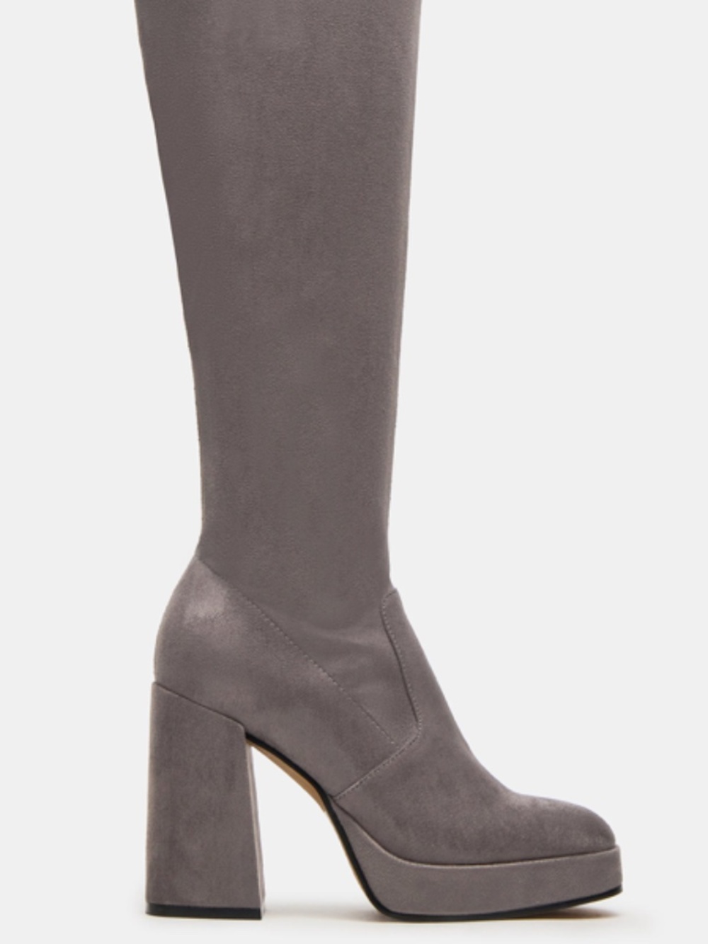 Steve Madden TWAIN Grey Knee-High Block Heel Women's Boot